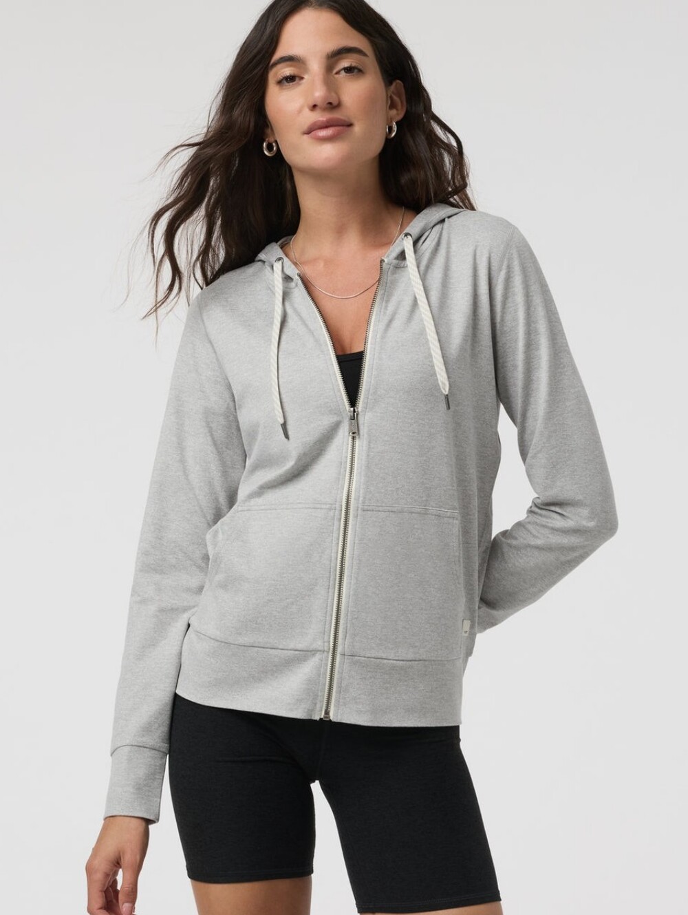 Vuori Halo Performance Hoodie Full Zip Jacket Sz Med Soft Heathered Gray Knit